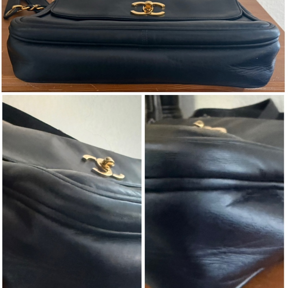 CHANEL Vintage Coco Mark Chain Shoulder Tote -Black Leather Gold Hardware w/CoA - Picture 14 of 15